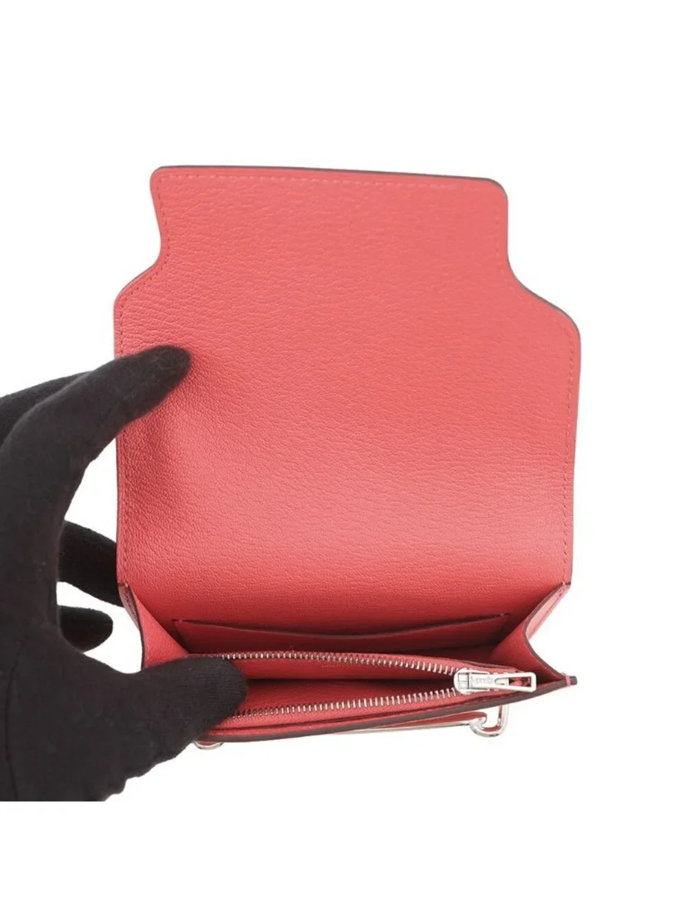 Hermes Wallet Roulis Slim Rose Texas Silver Chevre Misor